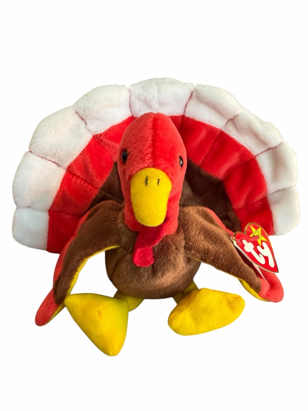 TY Beanie Baby Gobbles Turkey Bird 1996 rare Thanksgiving brown red white 4034
